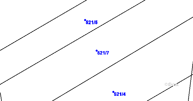 Parcela st. 521/7 v KÚ Jemníky, Katastrální mapa