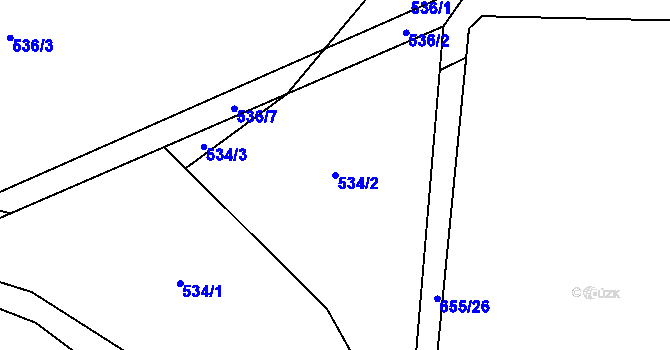 Parcela st. 534/2 v KÚ Jemníky, Katastrální mapa
