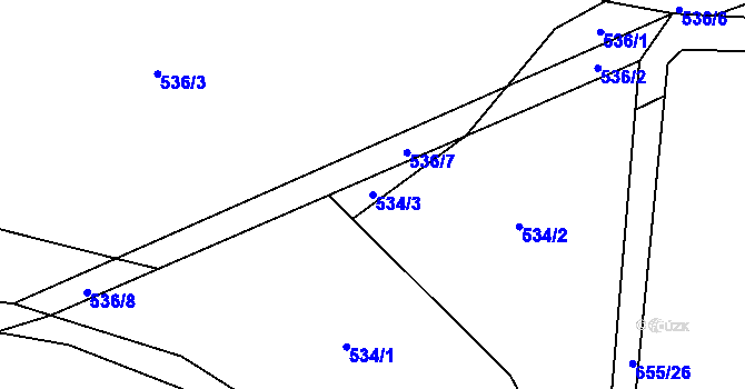 Parcela st. 534/3 v KÚ Jemníky, Katastrální mapa