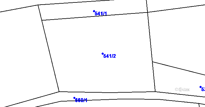 Parcela st. 541/2 v KÚ Jemníky, Katastrální mapa