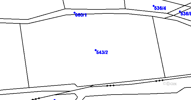 Parcela st. 543/2 v KÚ Jemníky, Katastrální mapa