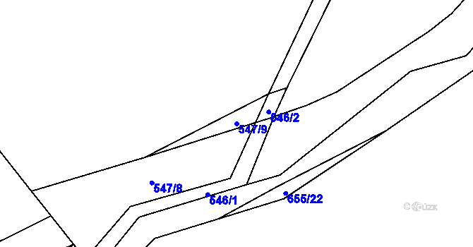 Parcela st. 547/9 v KÚ Jemníky, Katastrální mapa