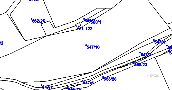 Parcela st. 547/10 v KÚ Jemníky, Katastrální mapa