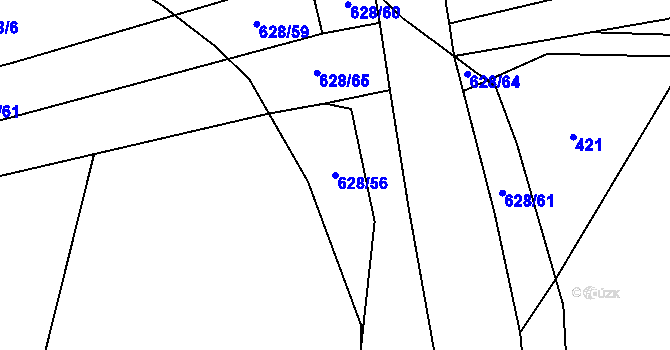 Parcela st. 628/56 v KÚ Jemníky, Katastrální mapa