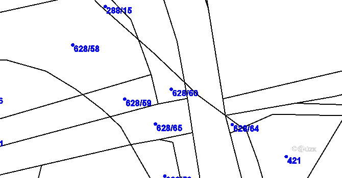 Parcela st. 628/60 v KÚ Jemníky, Katastrální mapa