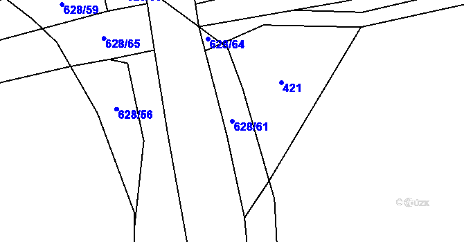 Parcela st. 628/61 v KÚ Jemníky, Katastrální mapa