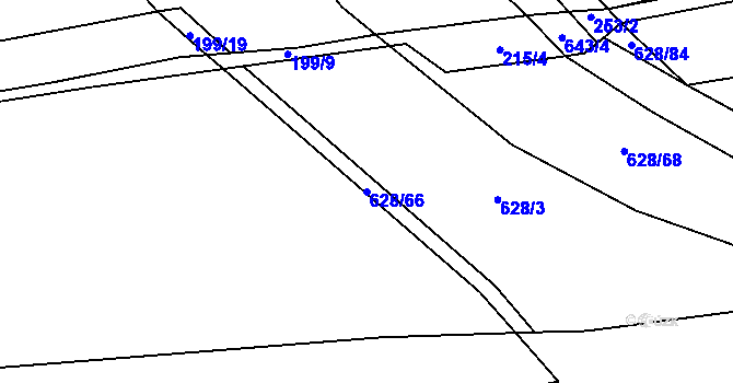 Parcela st. 628/66 v KÚ Jemníky, Katastrální mapa