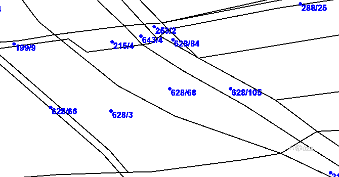 Parcela st. 628/68 v KÚ Jemníky, Katastrální mapa