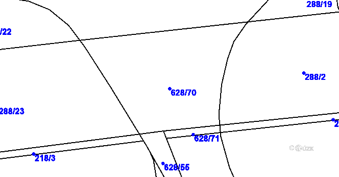 Parcela st. 628/70 v KÚ Jemníky, Katastrální mapa