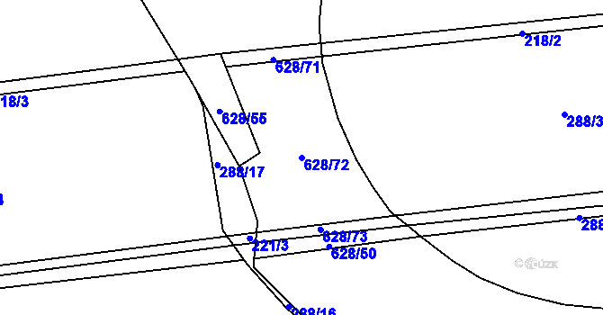Parcela st. 628/72 v KÚ Jemníky, Katastrální mapa