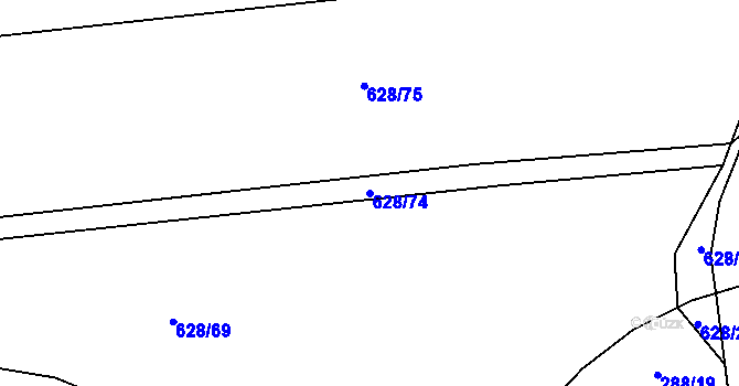 Parcela st. 628/74 v KÚ Jemníky, Katastrální mapa