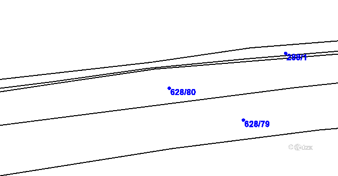 Parcela st. 628/80 v KÚ Jemníky, Katastrální mapa