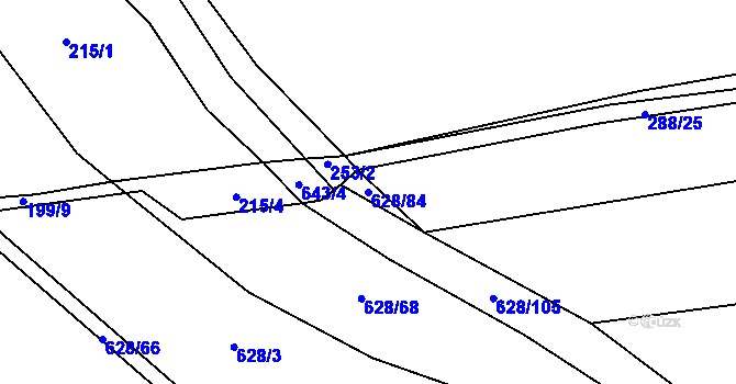 Parcela st. 628/84 v KÚ Jemníky, Katastrální mapa