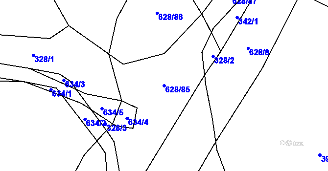 Parcela st. 628/85 v KÚ Jemníky, Katastrální mapa