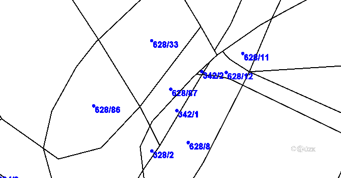 Parcela st. 628/87 v KÚ Jemníky, Katastrální mapa
