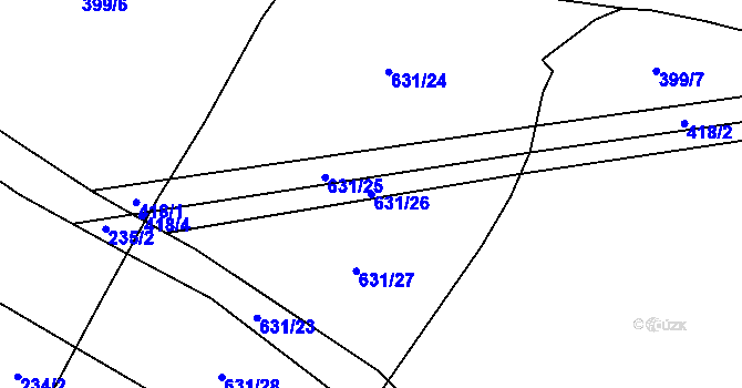 Parcela st. 631/26 v KÚ Jemníky, Katastrální mapa