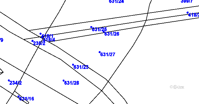 Parcela st. 631/27 v KÚ Jemníky, Katastrální mapa
