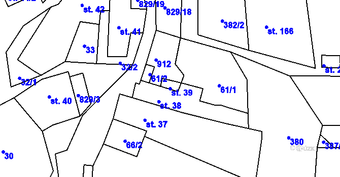 Parcela st. 39 v KÚ Jenčice, Katastrální mapa