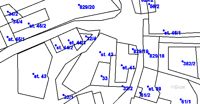 Parcela st. 42 v KÚ Jenčice, Katastrální mapa