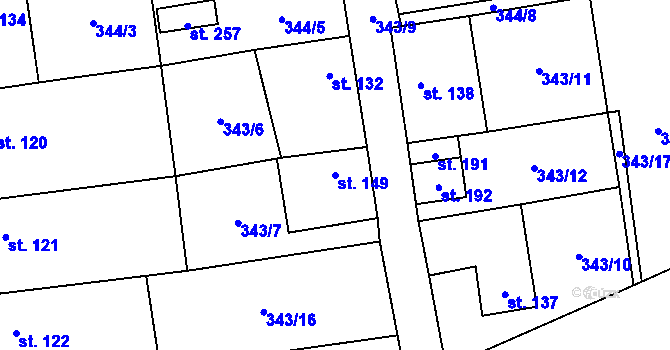 Parcela st. 149 v KÚ Jenčice, Katastrální mapa