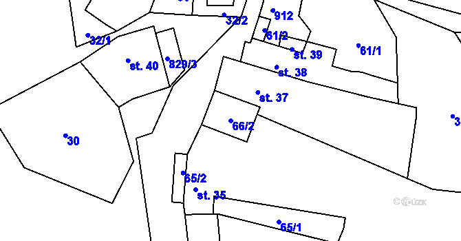 Parcela st. 66/2 v KÚ Jenčice, Katastrální mapa