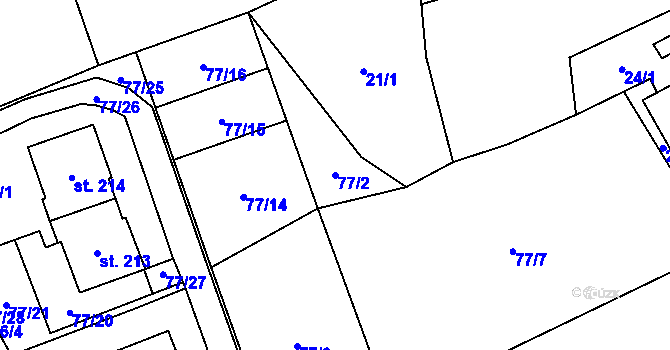 Parcela st. 77/2 v KÚ Jenčice, Katastrální mapa