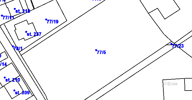 Parcela st. 77/5 v KÚ Jenčice, Katastrální mapa