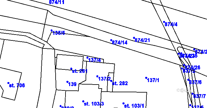 Parcela st. 137/3 v KÚ Jenčice, Katastrální mapa