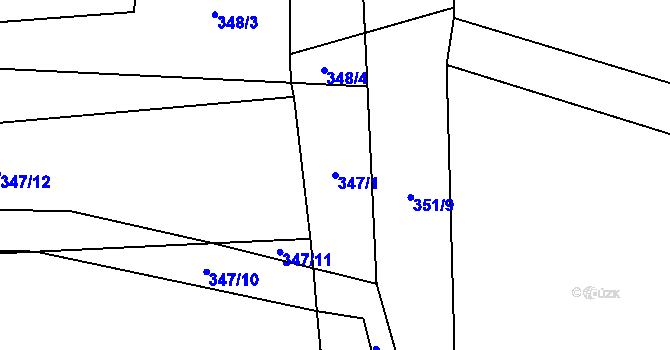 Parcela st. 347/1 v KÚ Jenčice, Katastrální mapa