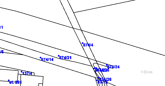 Parcela st. 874/4 v KÚ Jenčice, Katastrální mapa