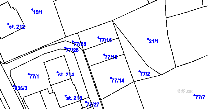 Parcela st. 77/15 v KÚ Jenčice, Katastrální mapa