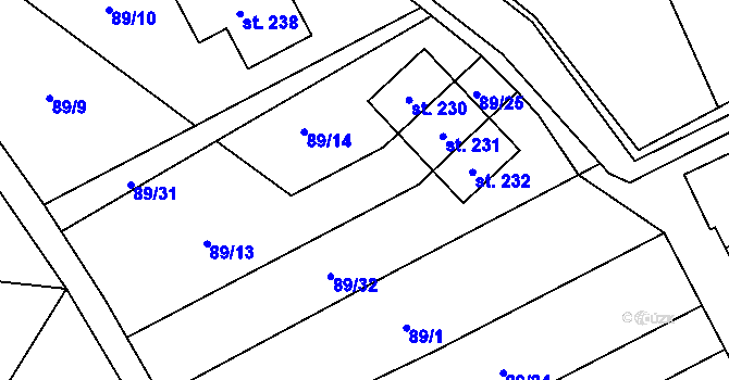 Parcela st. 89/26 v KÚ Jenčice, Katastrální mapa