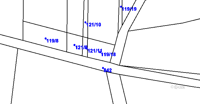 Parcela st. 119/18 v KÚ Jenčice, Katastrální mapa