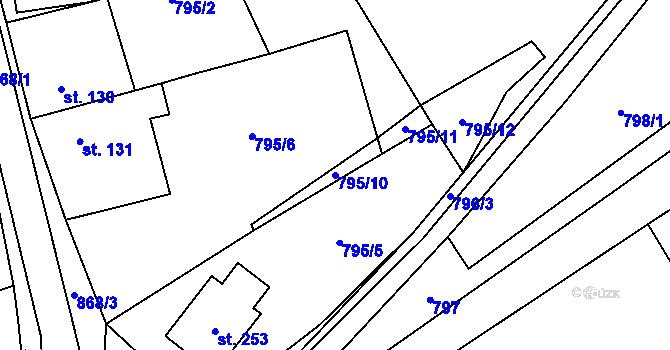 Parcela st. 795/10 v KÚ Jenčice, Katastrální mapa