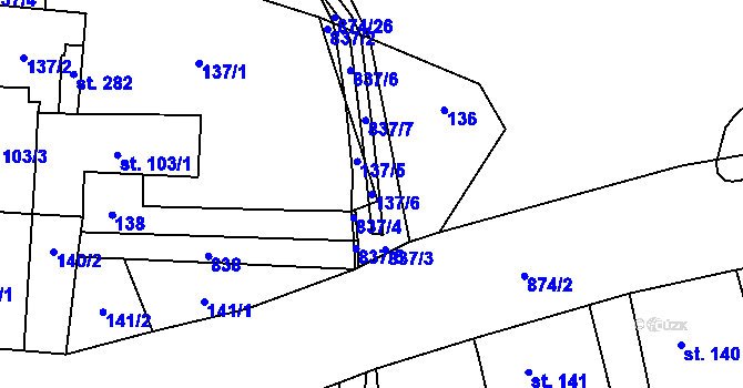 Parcela st. 137/6 v KÚ Jenčice, Katastrální mapa