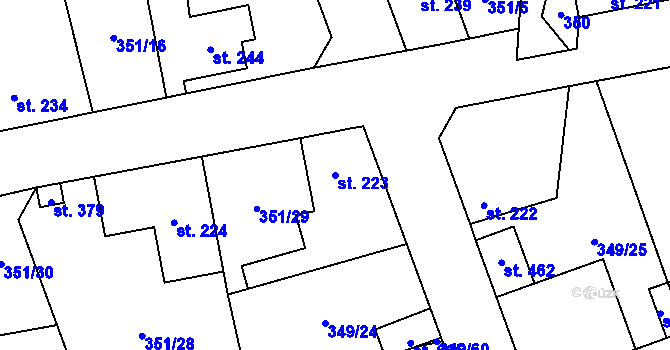 Parcela st. 223 v KÚ Jeneč u Prahy, Katastrální mapa