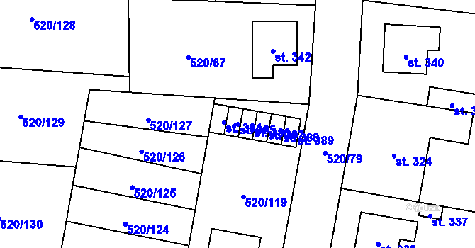 Parcela st. 385 v KÚ Jeneč u Prahy, Katastrální mapa