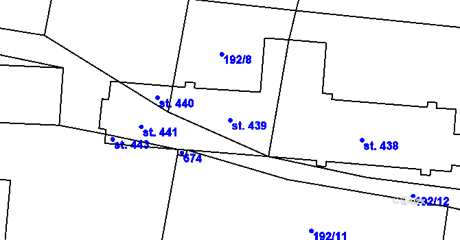 Parcela st. 439 v KÚ Jeneč u Prahy, Katastrální mapa