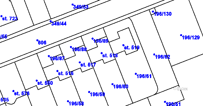 Parcela st. 518 v KÚ Jeneč u Prahy, Katastrální mapa