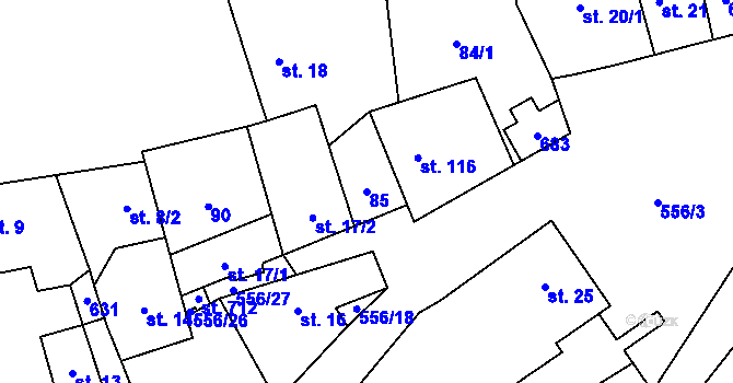 Parcela st. 85 v KÚ Jeneč u Prahy, Katastrální mapa