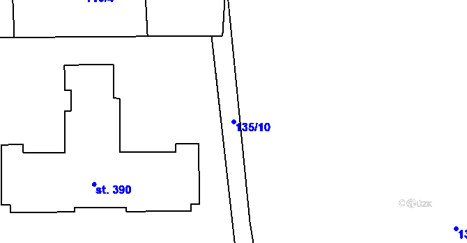 Parcela st. 135/10 v KÚ Jeneč u Prahy, Katastrální mapa