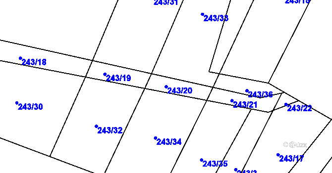 Parcela st. 243/20 v KÚ Broučkova Lhota, Katastrální mapa