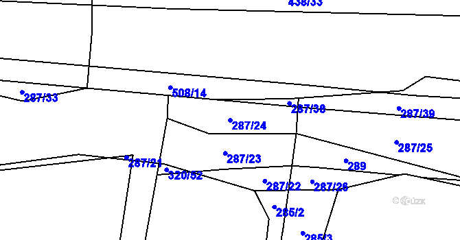 Parcela st. 287/24 v KÚ Broučkova Lhota, Katastrální mapa