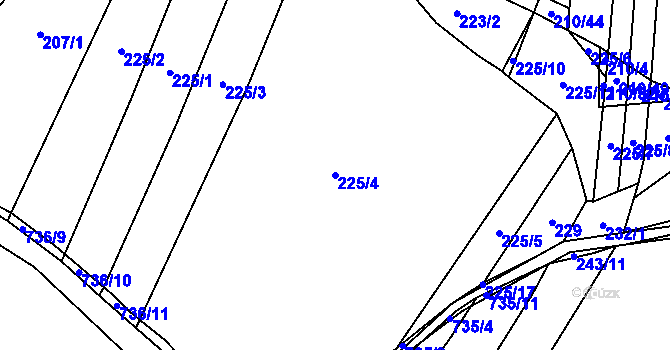 Parcela st. 225/4 v KÚ Jeníčkova Lhota, Katastrální mapa