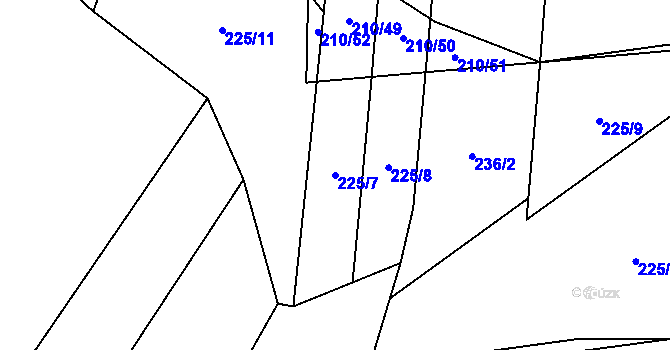 Parcela st. 225/7 v KÚ Jeníčkova Lhota, Katastrální mapa
