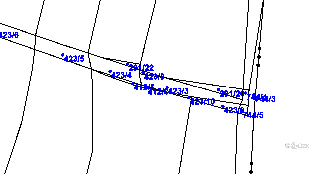 Parcela st. 423/3 v KÚ Jeníčkova Lhota, Katastrální mapa