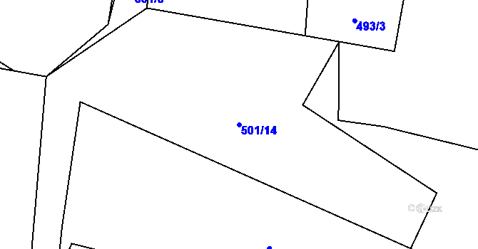 Parcela st. 501/14 v KÚ Jeníčkova Lhota, Katastrální mapa