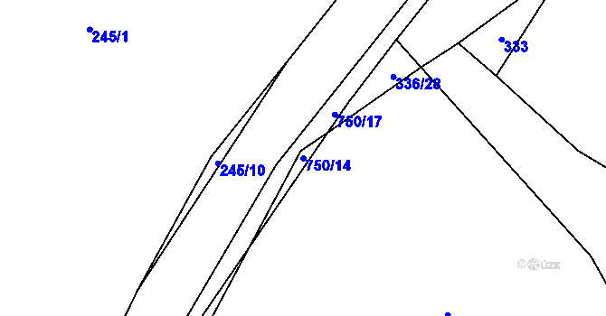 Parcela st. 750/14 v KÚ Jeníčkova Lhota, Katastrální mapa