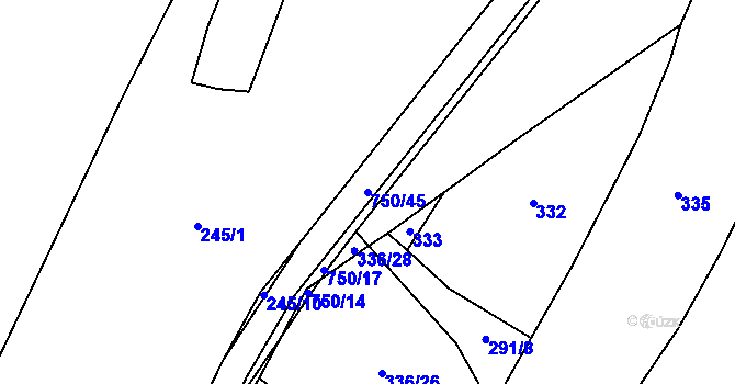 Parcela st. 750/45 v KÚ Jeníčkova Lhota, Katastrální mapa