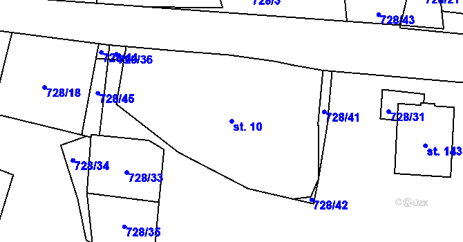 Parcela st. 10 v KÚ Jeníčkova Lhota, Katastrální mapa
